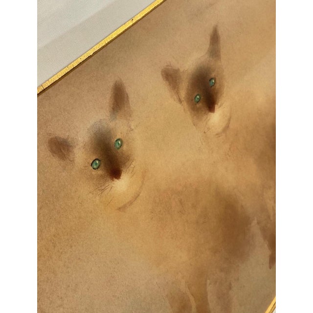 Abstract Kaiko Moti, 1921-1988, Color Etching Gravure Siamese Cats, Signed Numbered Print For Sale - Image 3 of 10