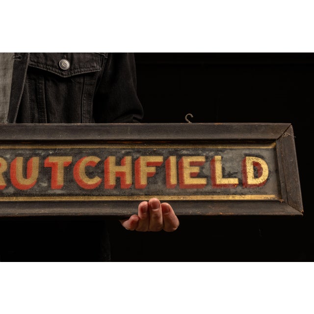 1918 Goodman and Crutchfield Reverse Painted Glass Sign For Sale - Image 4 of 5
