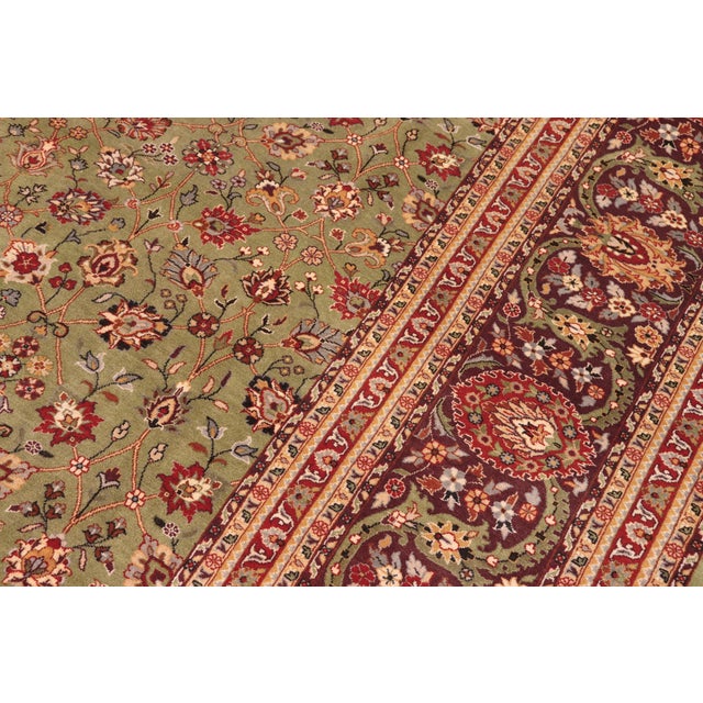 1990s Elegant Floral 1990's Pak-Persian Green/Aubergine Wool Rug - 9'1'' X 11'4'' For Sale - Image 5 of 9