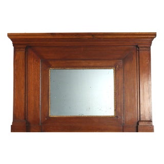 Antique 19th Century Empire Fireplace Walnut and Glass Mantelpiece For Sale