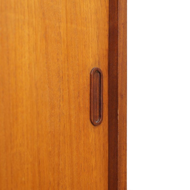 Wood Slim Mid Century Teak China Display Cabinet Sideboard For Sale - Image 7 of 8