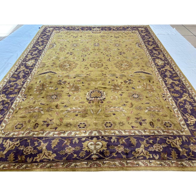 Silk and wool pile very fine Signed Persian Tabriz style rug hand woven India by a Master weaver-