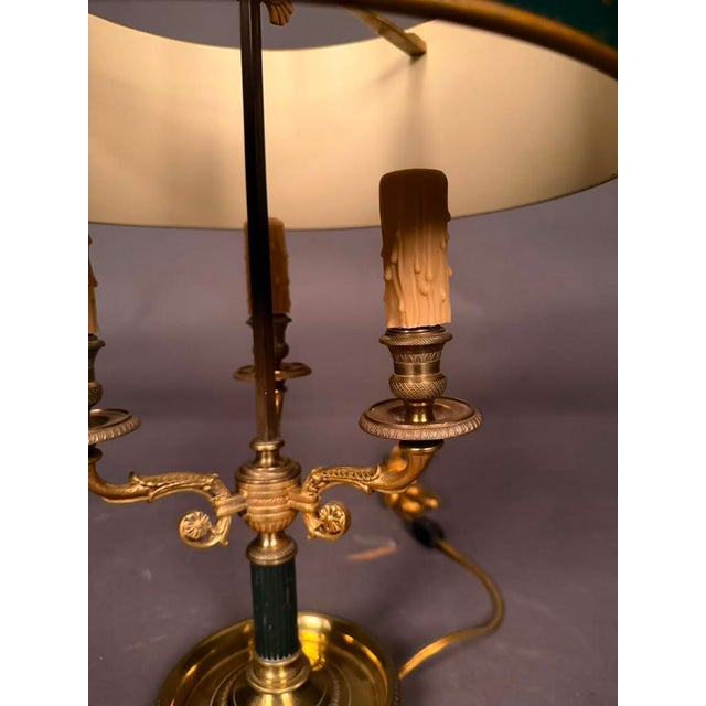 Metal Late 19th Century French Empire Bouillotte Tole-Painted Lamp With Swan Finial, Circa 1890 For Sale - Image 7 of 15