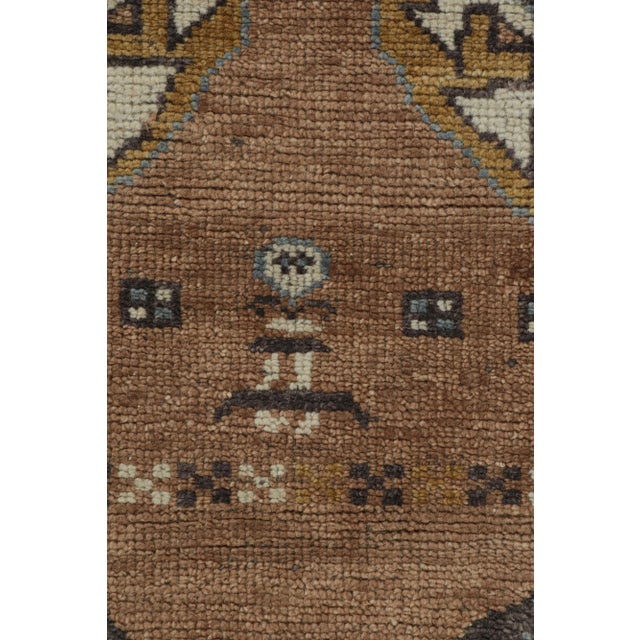 2010s Rug & Kilim’s Brown Tribal Style Runner Rug With Primitivist Geometric Patterns For Sale - Image 5 of 7