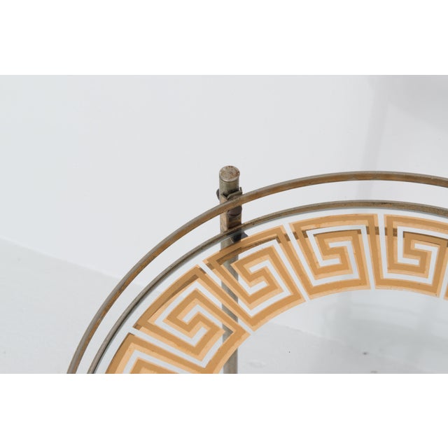 Mid Century Circular Greek Key Bar Cart For Sale In New York - Image 6 of 10