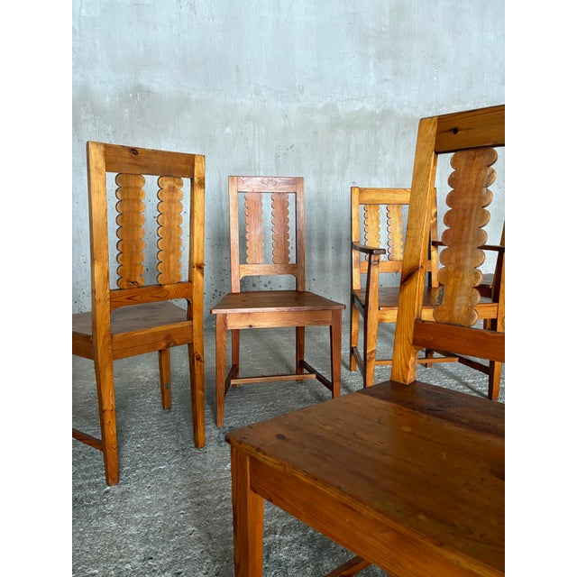 Vintage Swedish Sculptural Dining Chairs in Pine, 1930s, Set of 5 For Sale - Image 16 of 18