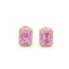 Pink sapphire diamond emerald cut earring studs gold Natural pink sapphire halo diamond stud tops earrings gold Pink...