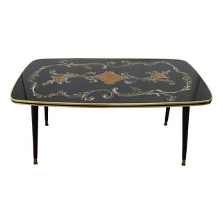 Large Coffee Table with Rococo Decor and Tapered Legs, 1960s For Sale