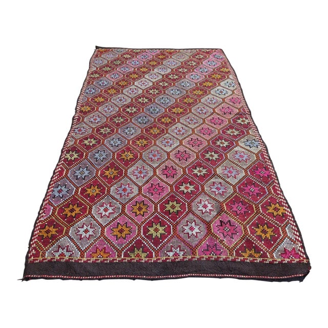 1960s Vintage Turkish Handmade Kilim Rug - 68"x121" For Sale