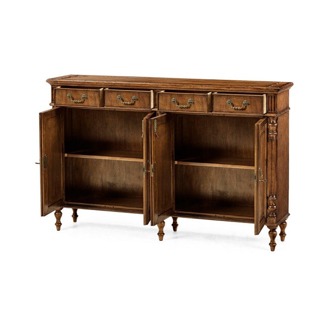 Traditional Narrow Walnut Sideboard For Sale - Image 3 of 7