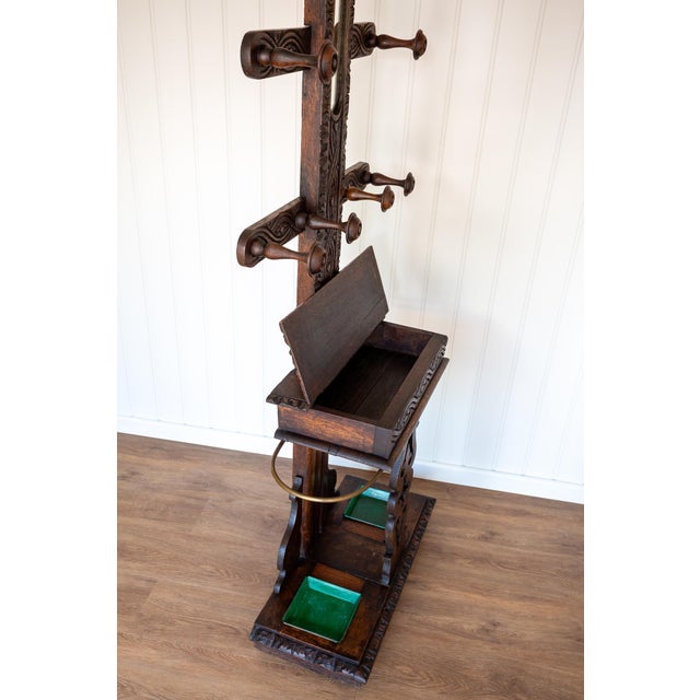 Arts & Crafts Carved Oak Hall Stand, 1870 For Sale - Image 15 of 18