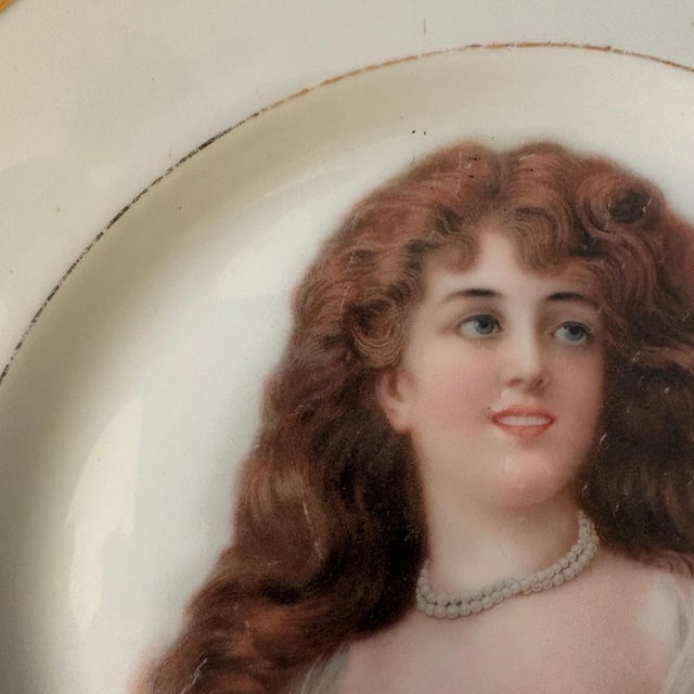Metal Antique Cabinet Plates Featuring Victorian Women Portraiture For Sale - Image 7 of 9