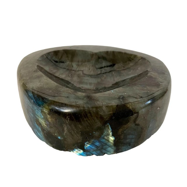 Genuine Polished Labradorite Dish With Heart Carved in the Center For Sale - Image 11 of 11