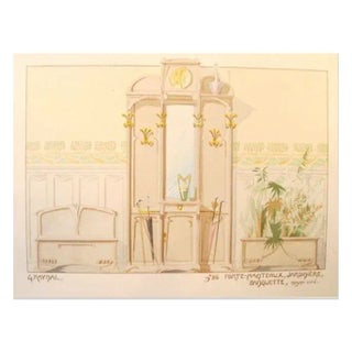 Vintage French Decorator Sheet Interior/Coatrack For Sale