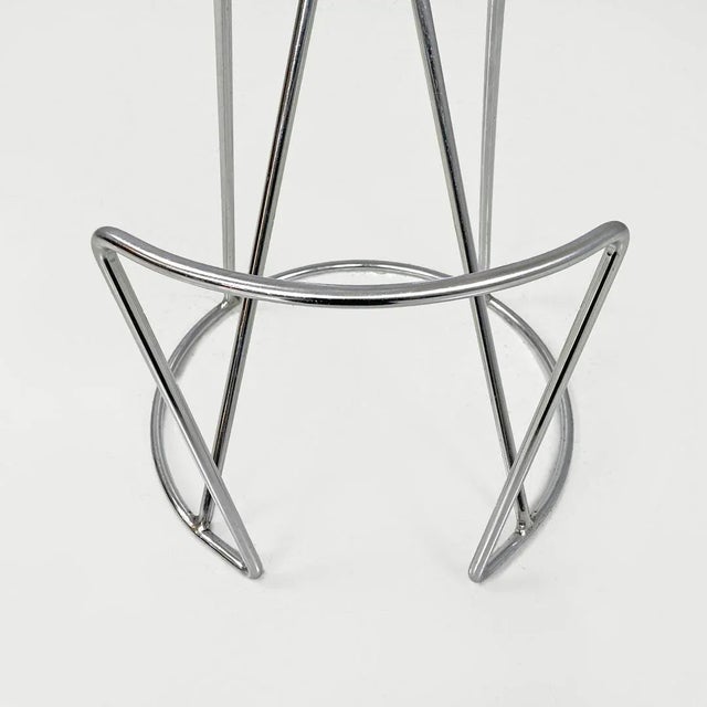 Postmodern Italian Chromed Metal Round Base Stool with Footrest For Sale - Image 16 of 18