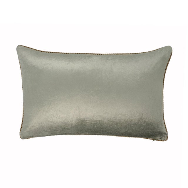 2020s Venice Green Silk Velvet Embroidered Throw Pillow Cover, 12 X 20 For Sale - Image 5 of 5