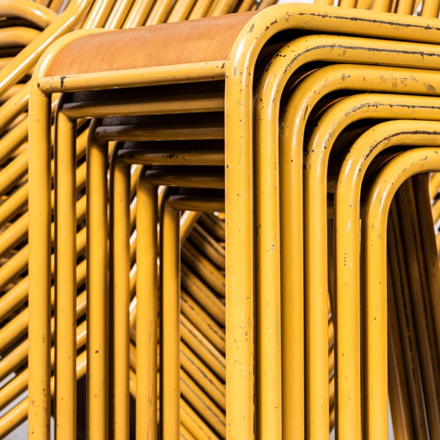 Wood Vintage French Mustard Stella Stacking Dining Chairs, 1950s, Set of 6 For Sale - Image 7 of 12