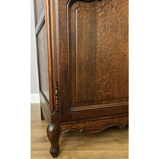 Antique French Louis XVI Style Carved Oak 2-Door Wardrobe For Sale - Image 14 of 16