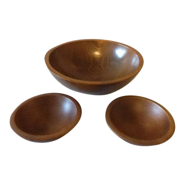 Woodcroftery 1950's Turned Wood Salad Bowls Chairish