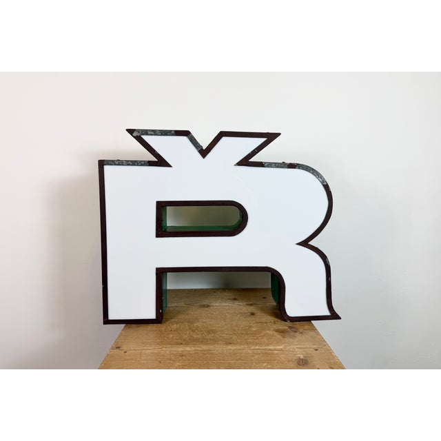 This vintage industrial illuminated letter Ř was made in former Czechoslovakia during the 1960s and comes from an old...