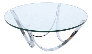 Mid-Century Glass Coffee Table with Chrome Frame by Werner Lindner for Bacher