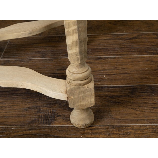 Traditional 19th Century, Bleached Walnut Console Table with White Marble Top, Faceted Legs For Sale - Image 3 of 12