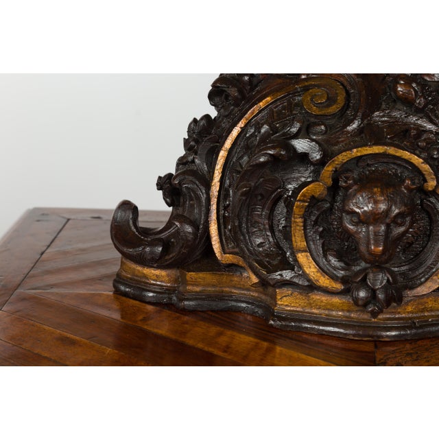Black Forest Swiss 1900s Carved Wooden Fragment with Bear Motif and Gilt Accents For Sale - Image 9 of 12