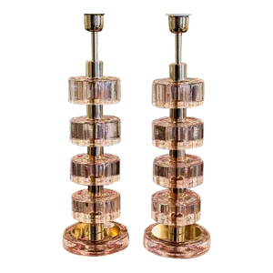 Pair of Murano Glass Disc Lamps