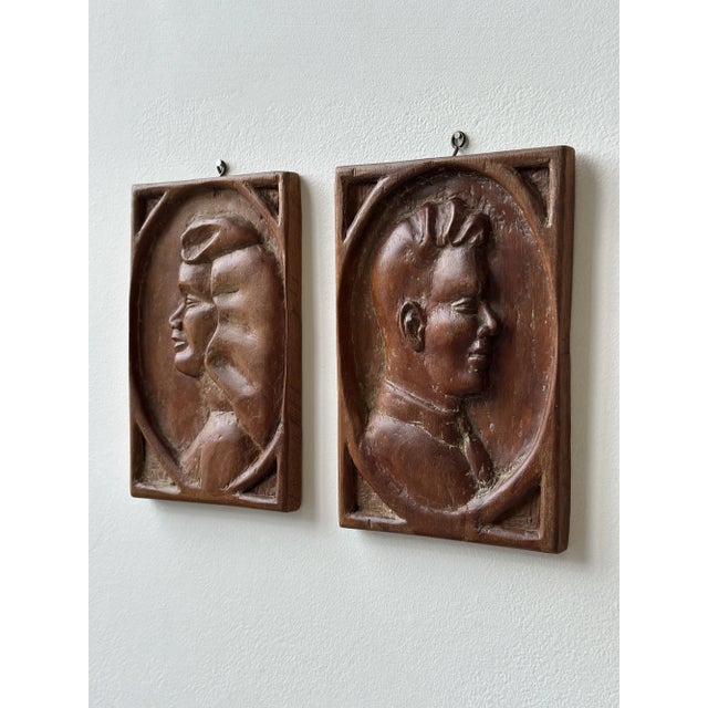 Vintage Bas Relief Profile Portraits, a Pair, Circa 1930s-40s For Sale - Image 11 of 11