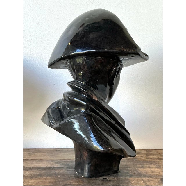 Vintage Glazed Terracotta Bust of Napoleon For Sale - Image 10 of 12