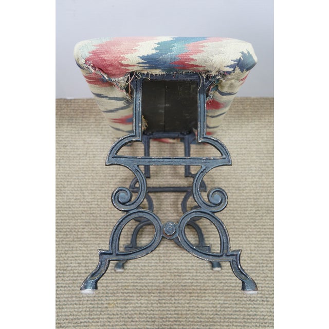 Antique Victorian Spanish Revival Cast Iron Piano Vanity Bench Stool 24" For Sale - Image 9 of 13