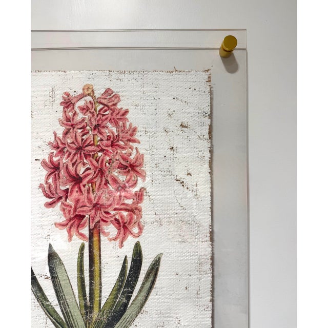 2020s Pink Hyacinth - Hand Textured Pink Flower Art For Sale - Image 5 of 6