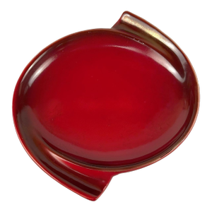 Mid-Century Art Deco Red Enameled Ceramic Hurricane Ashtray