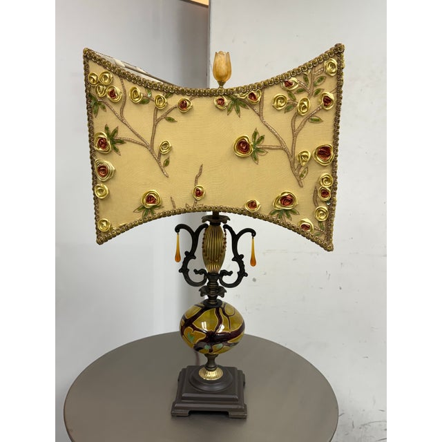 Abstract Pazzazed Floral Embellished Table Lamp For Sale - Image 3 of 12
