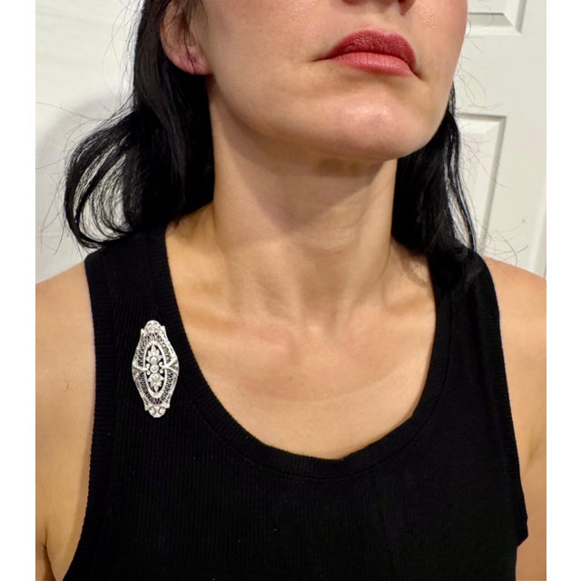 Estate Art Deco 1 Ct Diamond Platinum 12.5 Gm Pin / Broach VS Quality For Sale - Image 13 of 18