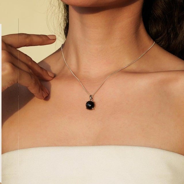 Petite Solitaire Black Star Pendant in Sterling Silver For Sale - Image 4 of 12