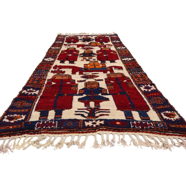 Tribal Vintage Kurdish Pictorial Rug - 04'00 X 12'02 For Sale - Image 3 of 9