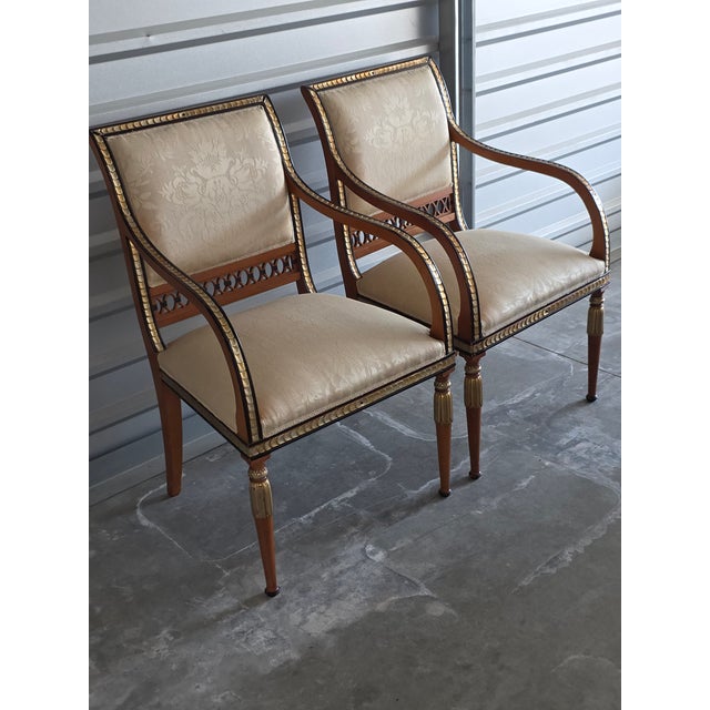 Late 20th Century Neo Classical Hand Carved Gilded David Michael Armchairs For Sale - Image 11 of 11