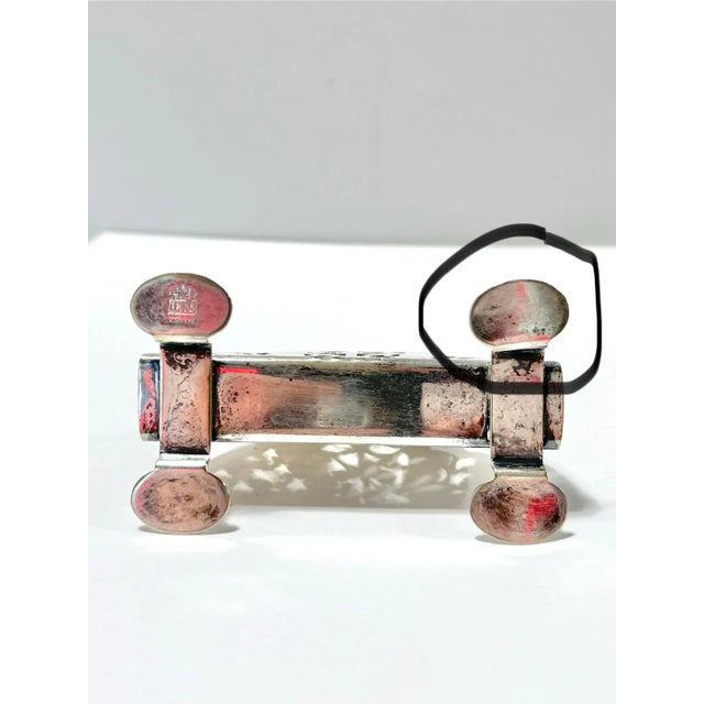 1950s English Silverplate Pierced Napkin Holder For Sale - Image 9 of 10
