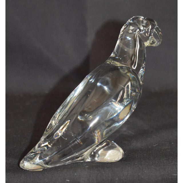 Vintage Baccarat France Clear Crystal Parrot Figurine Signed Art Glass Bird 4" For Sale In Philadelphia - Image 6 of 15