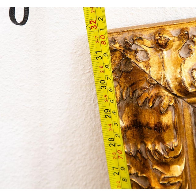 Antique Frame Picture Wall Framed Felt Gold Gilt Brass Art Floral 27.5x31.75 For Sale - Image 12 of 12