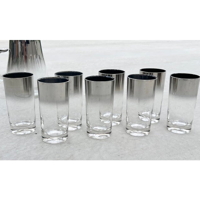 Mid-Century Modern 1960s Mid-Century Modern Dorothy Thorpe Silver Fade Pitcher & Highball Glasses - Set of 9 For Sale - Image 3 of 7