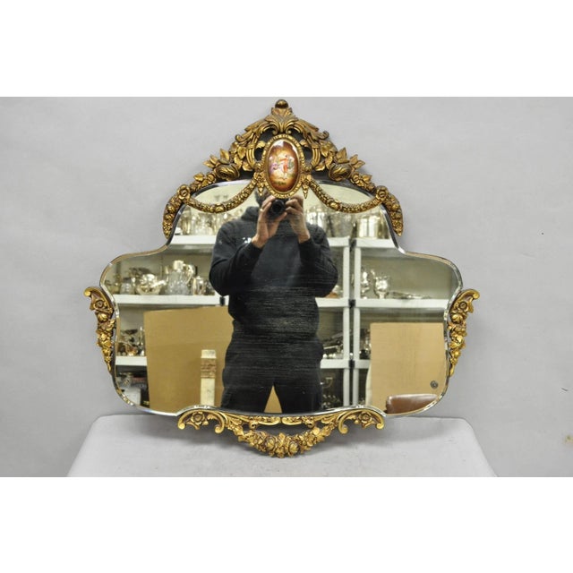 Antique French Rococo Victorian Gold Gilt Wood Frame Cameo Boudoir Wall Mirror For Sale - Image 11 of 13