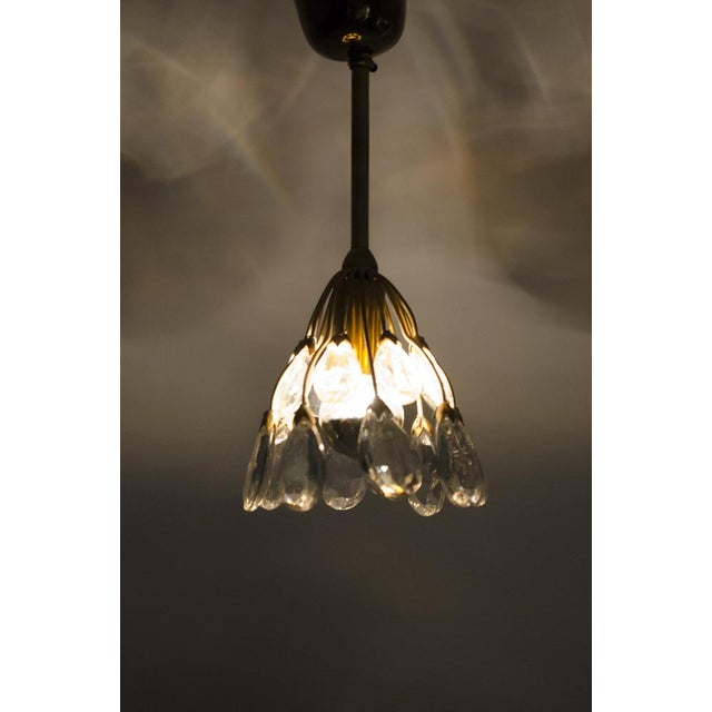 Brass Pendant Light with Crystal For Sale - Image 6 of 7