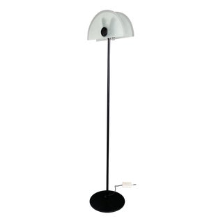Italian Modern Floor Lamp in Matt Glass Lampshape and Black Metal, 1980s For Sale