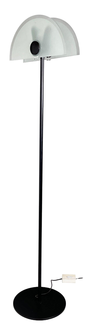 Italian Modern Floor Lamp in Matt Glass Lampshape and Black Metal, 1980s