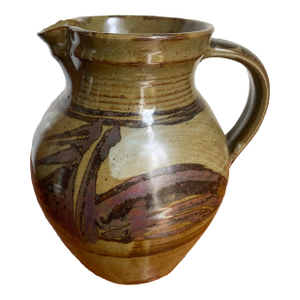Vintage Glazed Earthenware Pottery Pitcher