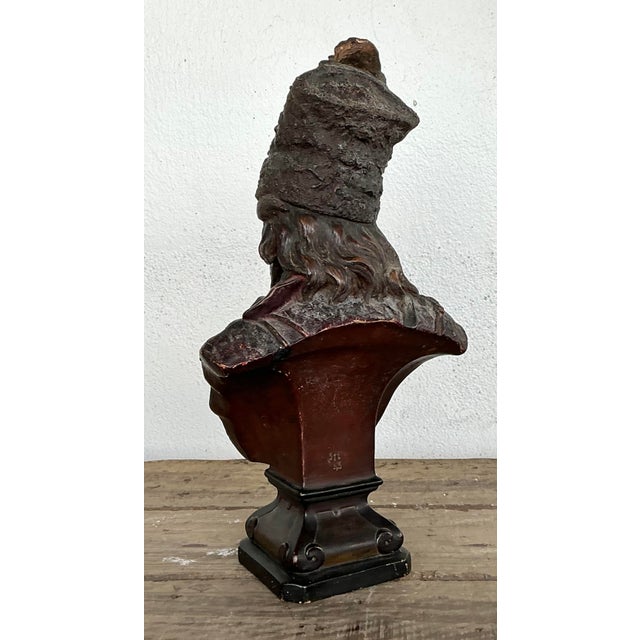 Brown Vintage Patinated Bust of Man For Sale - Image 8 of 12
