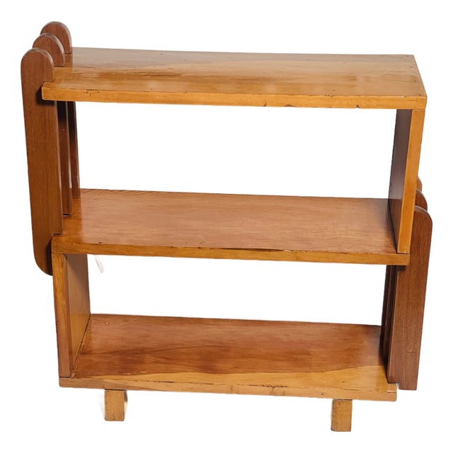 1950s American Art Deco Wood Book Shelf Standing For Sale