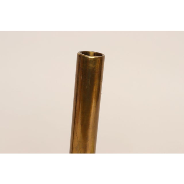 Brass Set of Two Vintage Patinated Brass Candlesticks With Cork Bases For Sale - Image 8 of 18